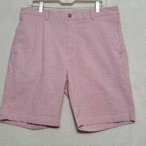 Vineyard Vines Mens Shorts Sz 35 Pink White Seersucker Chino 9" Breaker